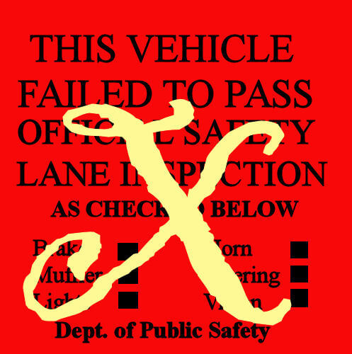 (image for) 1940-1950 Texas Safety Lane REJECTION Sticker
